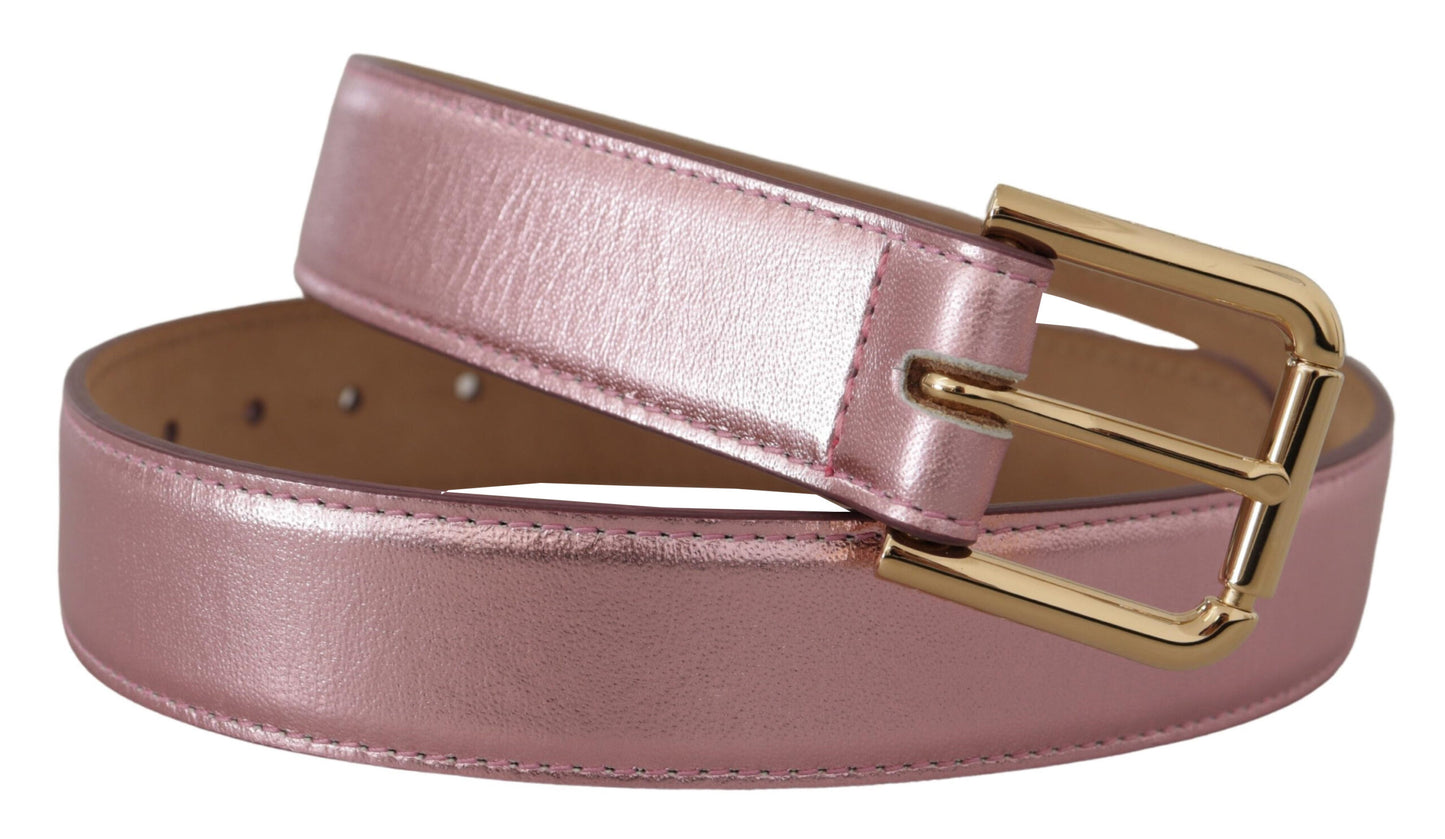 Ceinture en cuir rose métallisé Dolce &amp; Gabbana