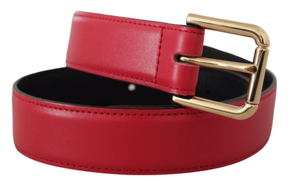 Ceinture en cuir rouge Dolce &amp; gabbana avec boucle dorée