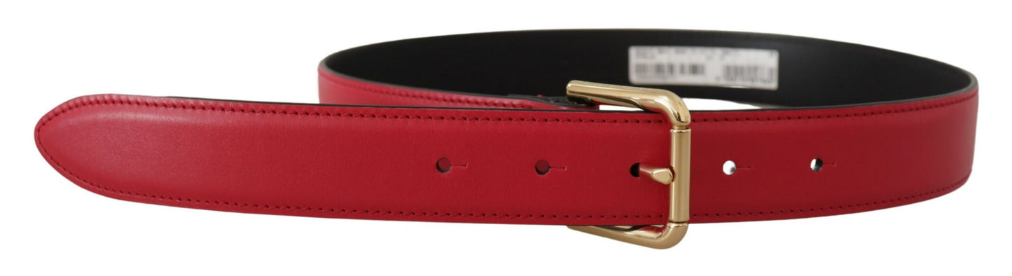 Ceinture en cuir rouge Dolce &amp; gabbana avec boucle dorée