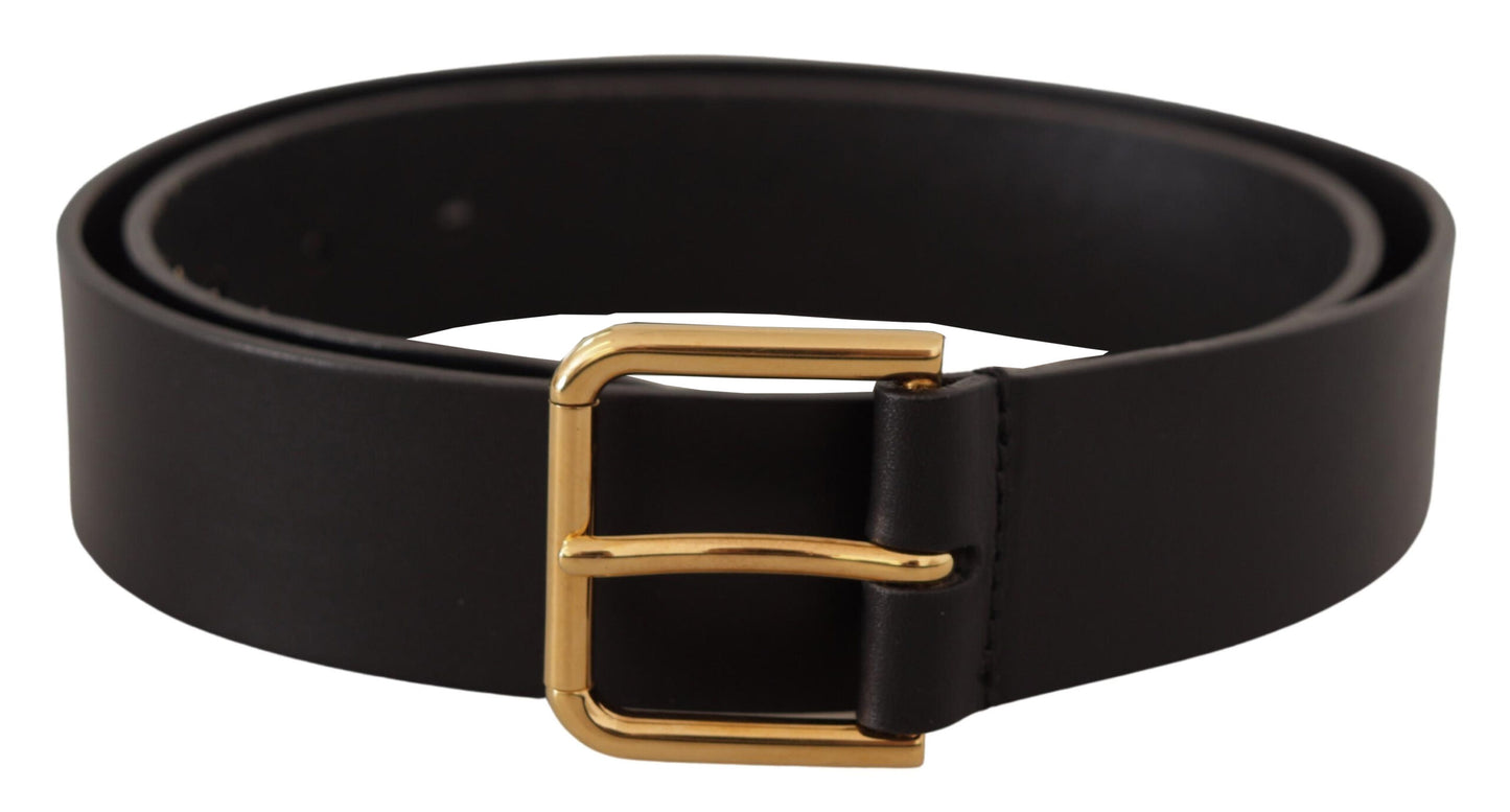 Ceinture en cuir noir Dolce &amp; gabbana avec boucle dorée