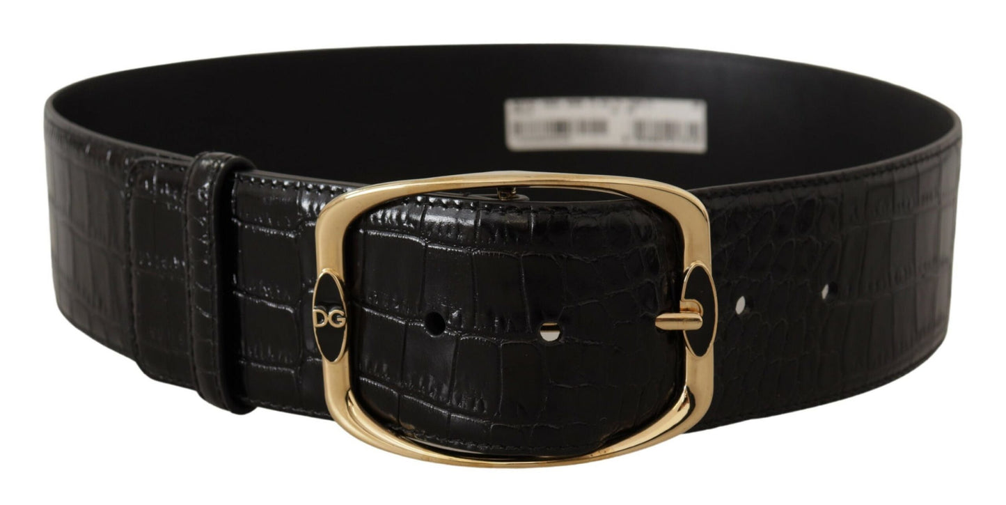 Ceinture à logo en cuir noir Dolce &amp; Gabbana