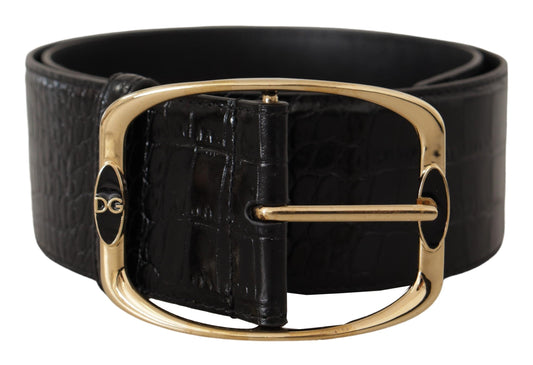 Ceinture à logo en cuir noir Dolce &amp; Gabbana