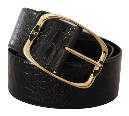 Ceinture à logo en cuir noir Dolce &amp; Gabbana