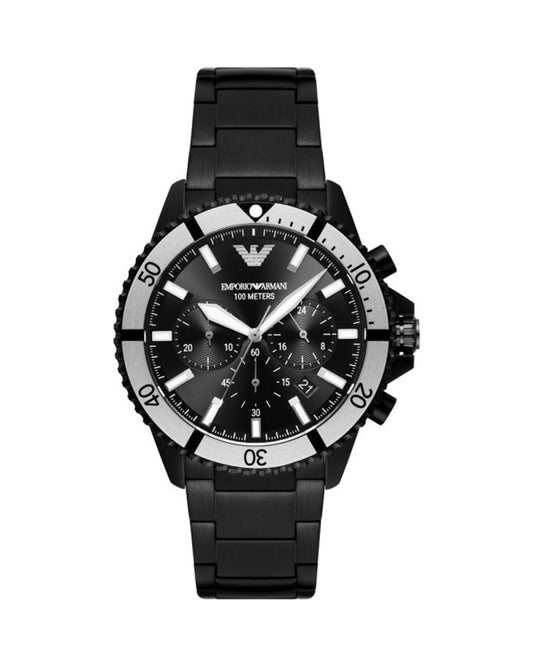 Reloj cronógrafo de acero negro Emporio Armani