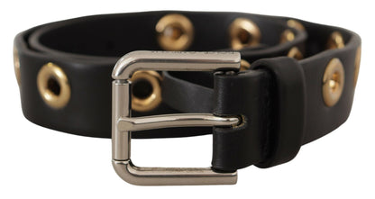 Ceinture en cuir noir Dolce &amp; gabbana avec boucle gravée