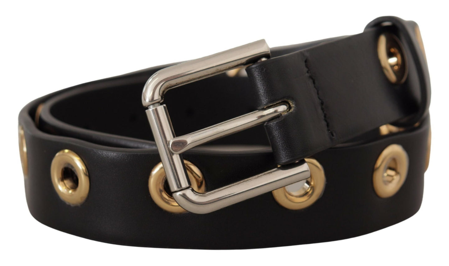 Ceinture en cuir noir Dolce &amp; gabbana avec boucle gravée