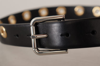 Ceinture en cuir noir Dolce &amp; gabbana avec boucle gravée