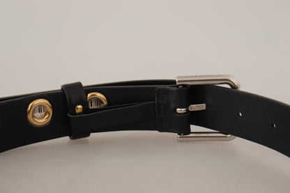 Ceinture en cuir noir Dolce &amp; gabbana avec boucle gravée