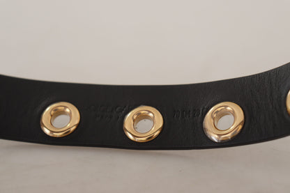 Ceinture en cuir noir Dolce &amp; gabbana avec boucle gravée