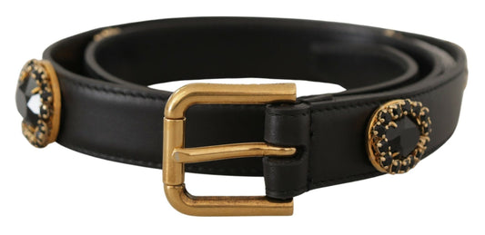 Ceinture à logo en cuir noir Dolce &amp; Gabbana