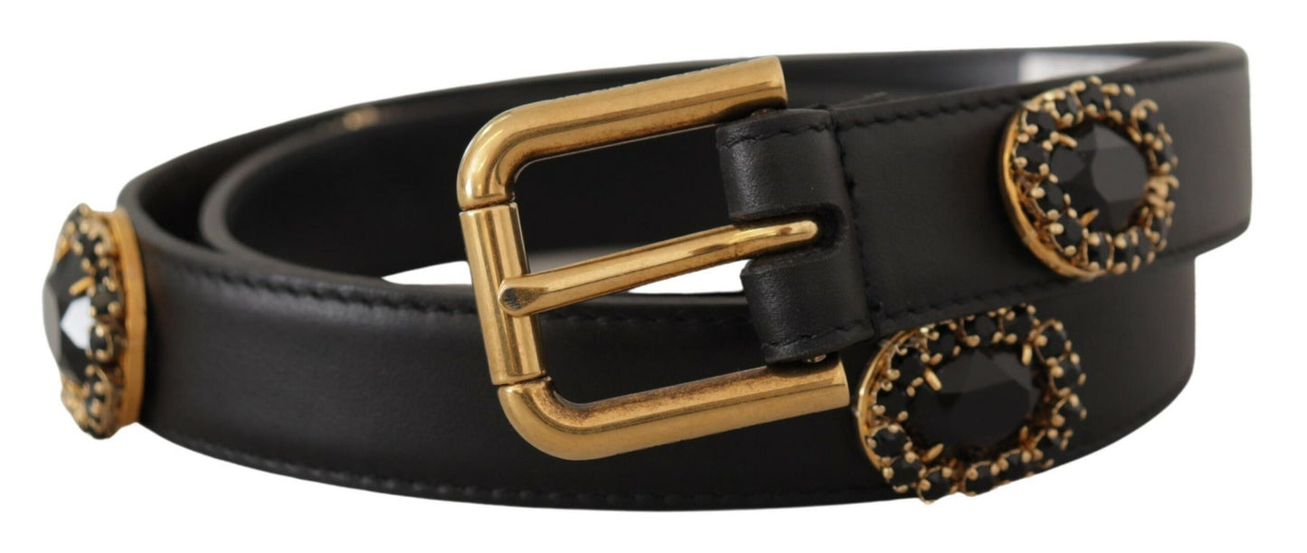 Ceinture à logo en cuir noir Dolce &amp; Gabbana