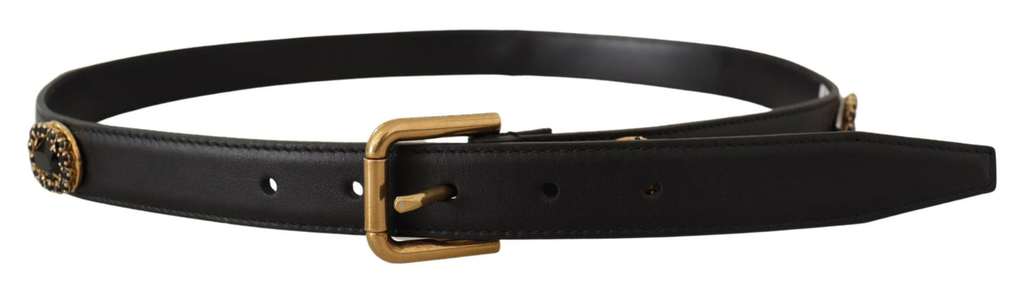 Ceinture à logo en cuir noir Dolce &amp; Gabbana