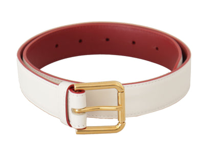 Ceinture en cuir blanc Dolce &amp; gabbana avec boucle gravée