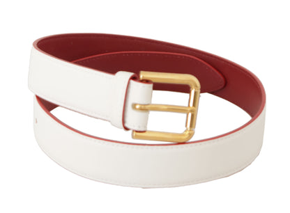 Ceinture en cuir blanc Dolce &amp; gabbana avec boucle gravée