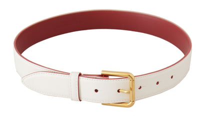 Ceinture en cuir blanc Dolce &amp; gabbana avec boucle gravée