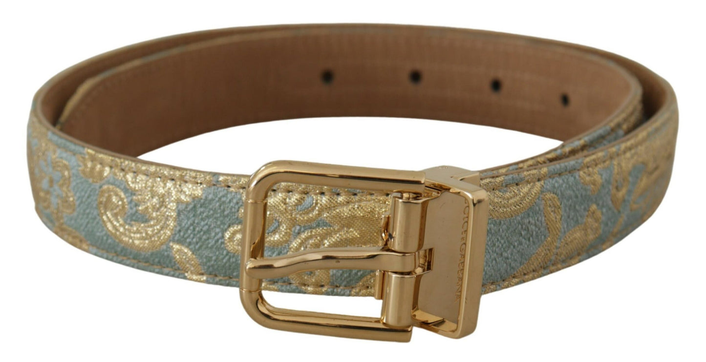 Ceinture en cuir bleu clair Dolce &amp; gabbana avec boucle dorée