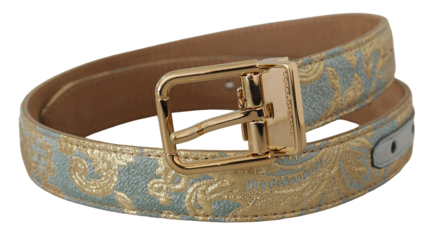 Ceinture en cuir bleu clair Dolce &amp; gabbana avec boucle dorée