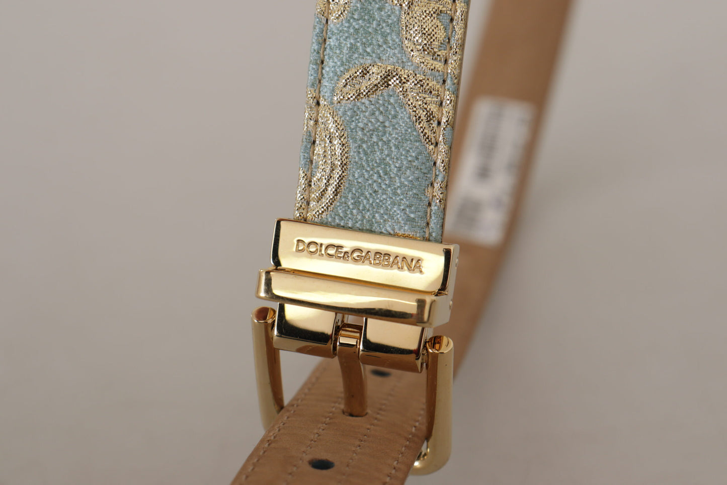 Ceinture en cuir bleu clair Dolce &amp; gabbana avec boucle dorée