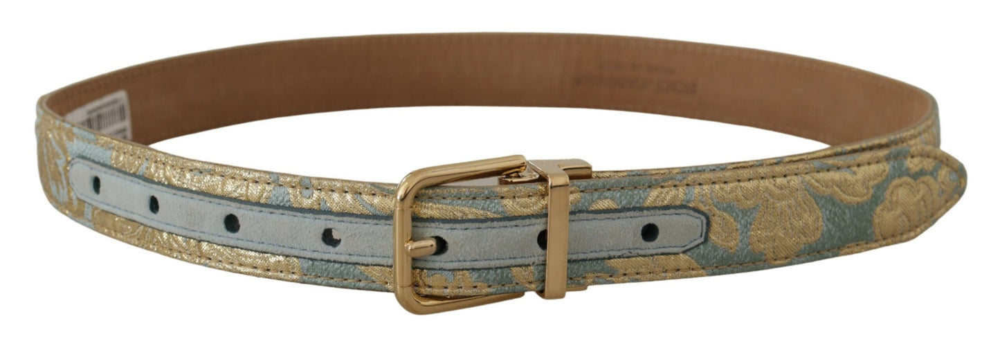 Ceinture en cuir bleu clair Dolce &amp; gabbana avec boucle dorée