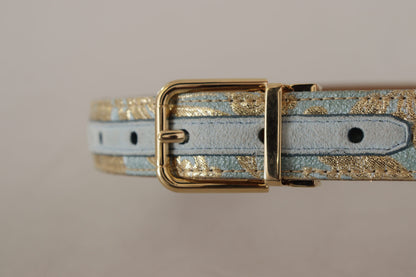 Ceinture en cuir bleu clair Dolce &amp; gabbana avec boucle dorée