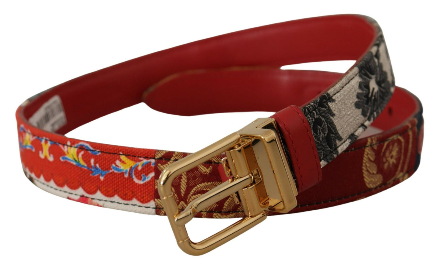 Ceinture en cuir multicolore Dolce &amp; gabbana avec boucle gravée