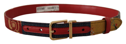 Ceinture en cuir multicolore Dolce &amp; gabbana avec boucle gravée