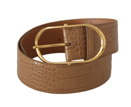 Ceinture en cuir beige Dolce &amp; gabbana avec boucle gravée