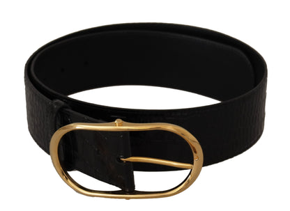 Ceinture à logo en cuir noir Dolce &amp; Gabbana