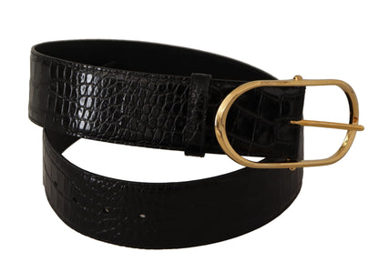 Dolce & Gabbana Chic Black Leather Logo Belt