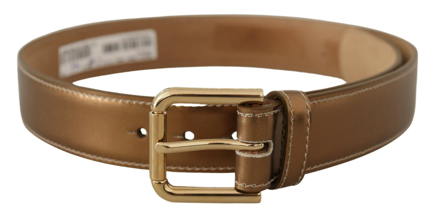 Ceinture en cuir bronze Dolce &amp; gabbana avec boucle logo