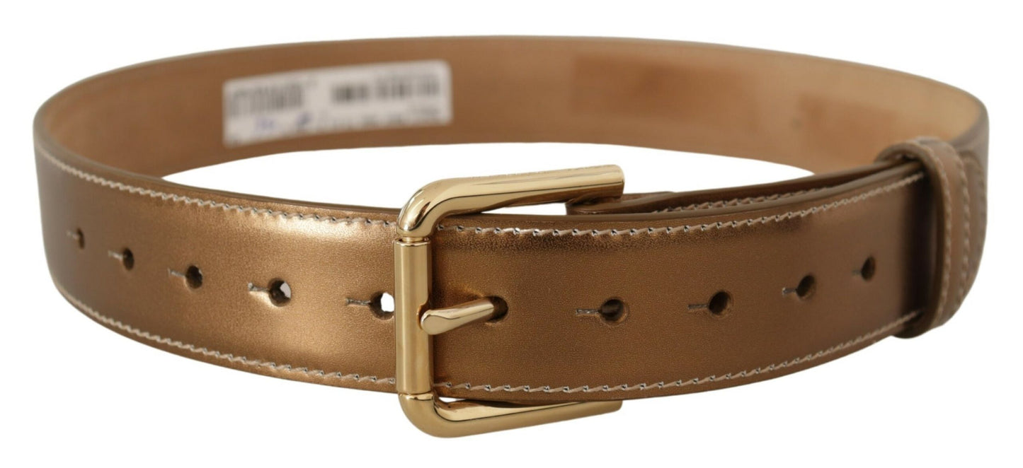 Ceinture en cuir bronze Dolce &amp; gabbana avec boucle logo