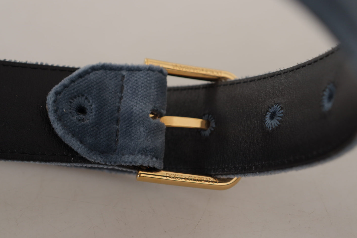 Ceinture de créateur en velours bleu marine Dolce &amp; Gabbana