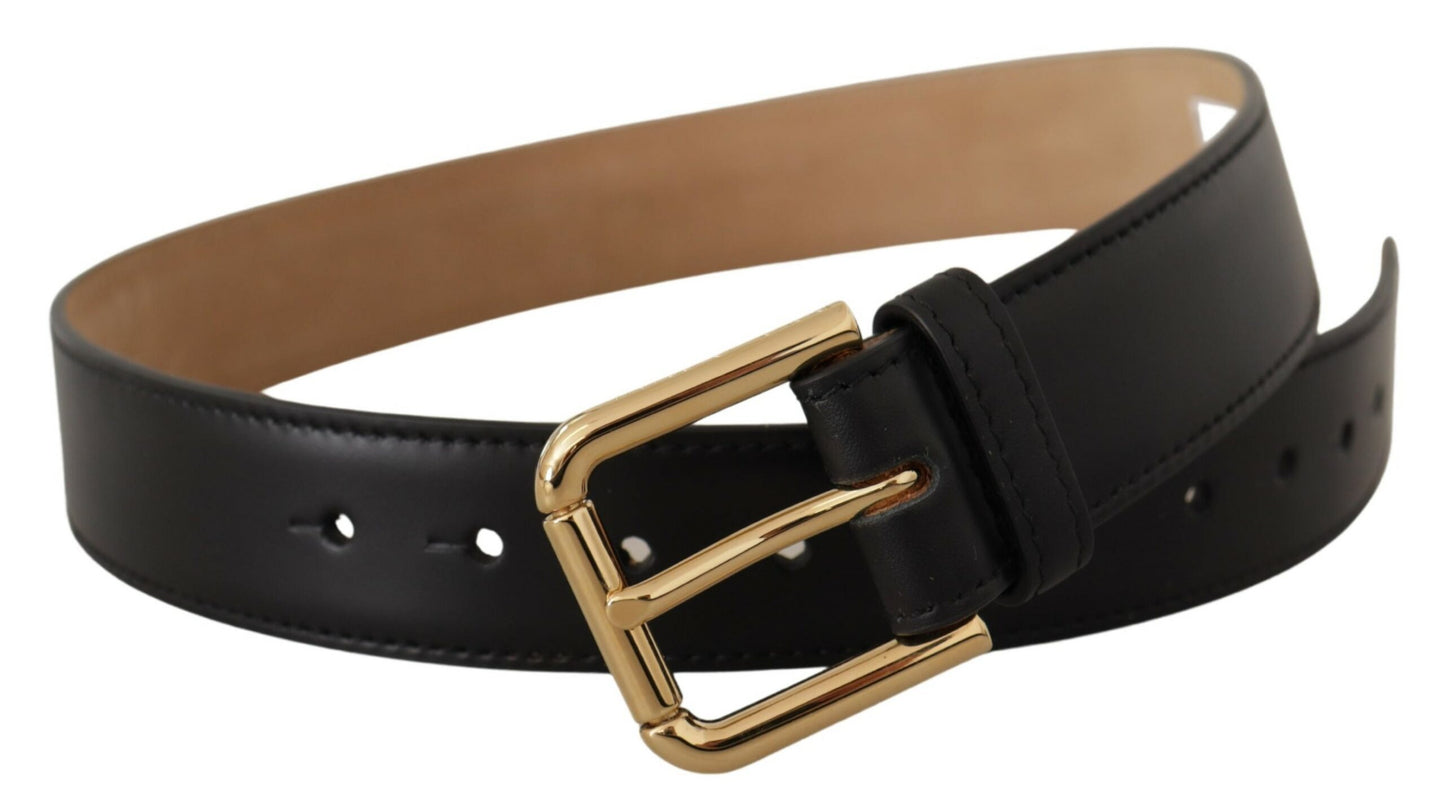 Dolce & Gabbana Elegant Leather Belt with Logo Buckle