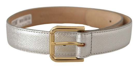 Ceinture en cuir argenté Dolce &amp; gabbana avec boucle gravée