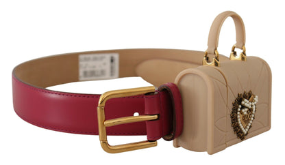 Ceinture en cuir rose Dolce &amp; gabbana avec étui pour écouteurs