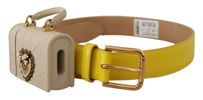 Ceinture en cuir jaune Dolce &amp; gabbana avec étui pour écouteurs