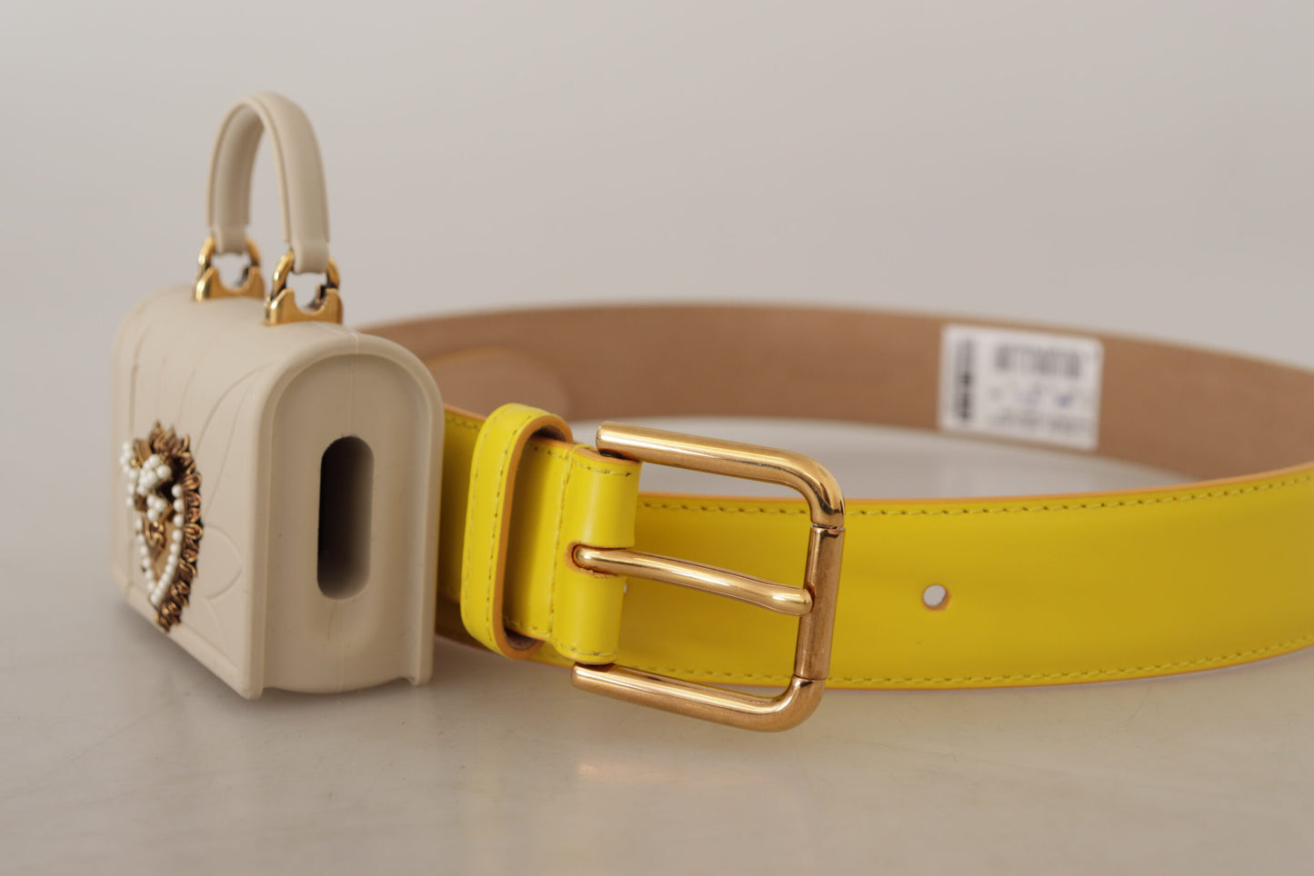 Ceinture en cuir jaune Dolce &amp; gabbana avec étui pour écouteurs