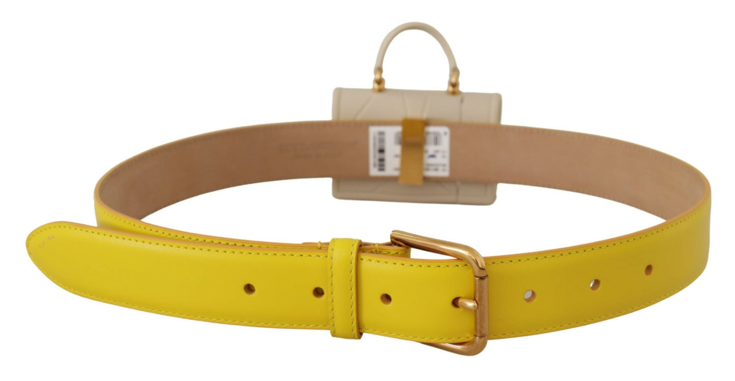 Ceinture en cuir jaune Dolce &amp; gabbana avec étui pour écouteurs