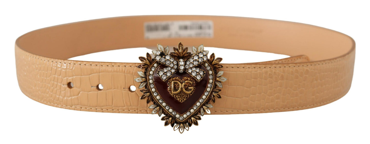 Dolce &amp; Gabbana charmante ceinture en cuir nude avec boucle gravée