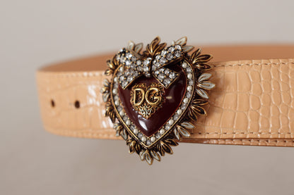 Dolce &amp; Gabbana charmante ceinture en cuir nude avec boucle gravée