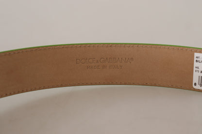 Ceinture en cuir émeraude Dolce &amp; gabbana avec boucle gravée