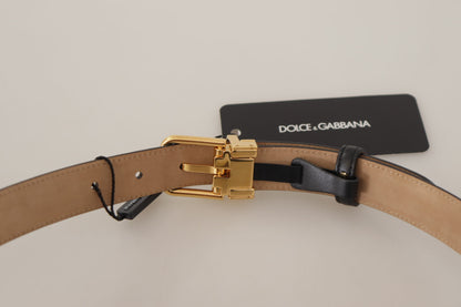 Ceinture en cuir noir Dolce &amp; gabbana avec boucle gravée