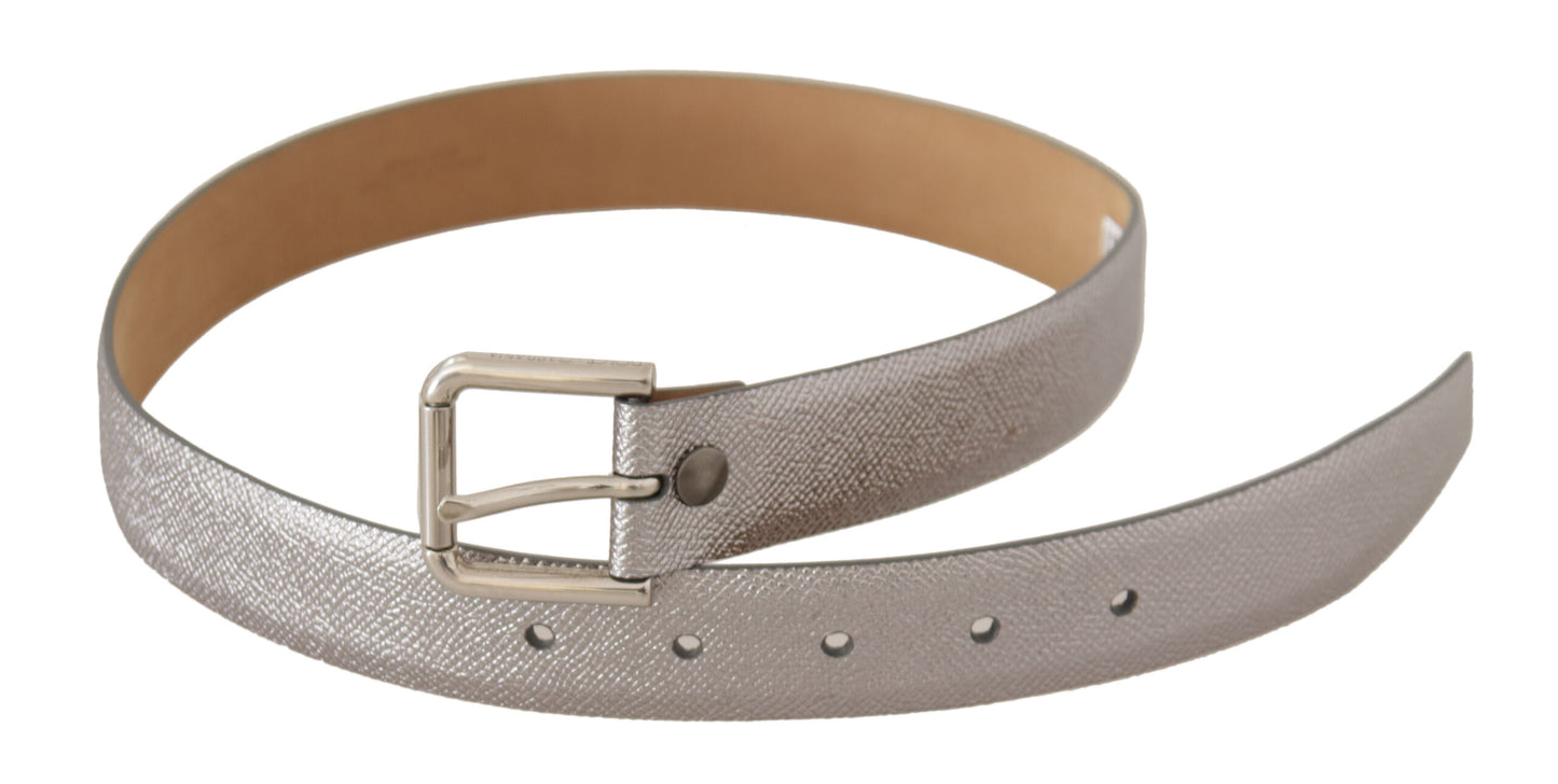 Ceinture en cuir argenté Dolce &amp; gabbana avec boucle gravée