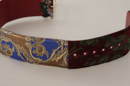 Ceinture en cuir multicolore à logo gravé Dolce &amp; Gabbana