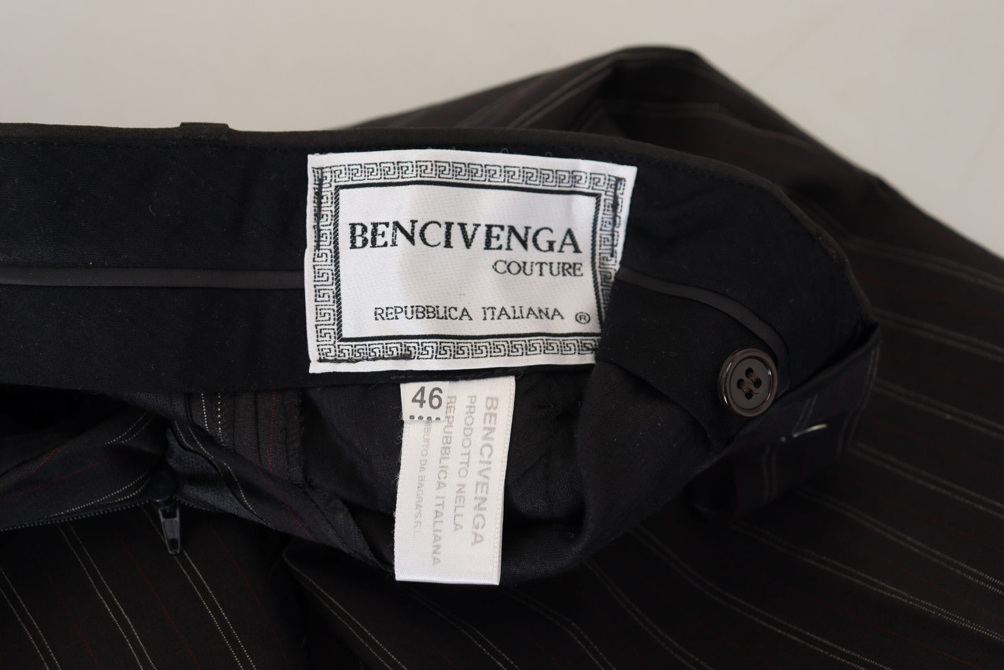 BENCIVENGA Pantalón de vestir elegante de viscosa a rayas para hombre