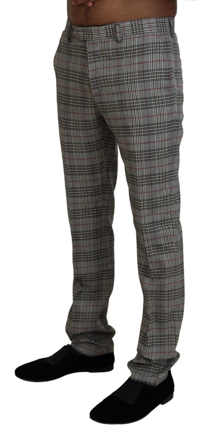 BENCIVENGA Elegant Gray Checkered Slim Men's Pants