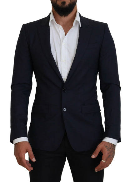 Veste blazer en laine et soie bleue Dolce &amp; gabbana