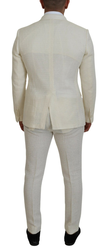 Dolce & Gabbana Elegant Off White Silk-Blend Suit