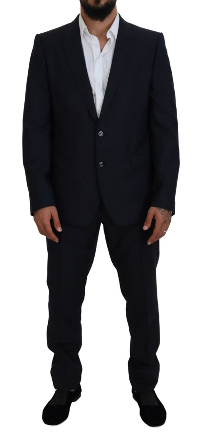 Dolce & Gabbana Elegant Blue Martini Wool-Silk Blend Suit