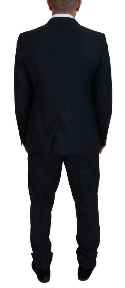 Dolce & Gabbana Elegant Blue Martini Wool-Silk Blend Suit